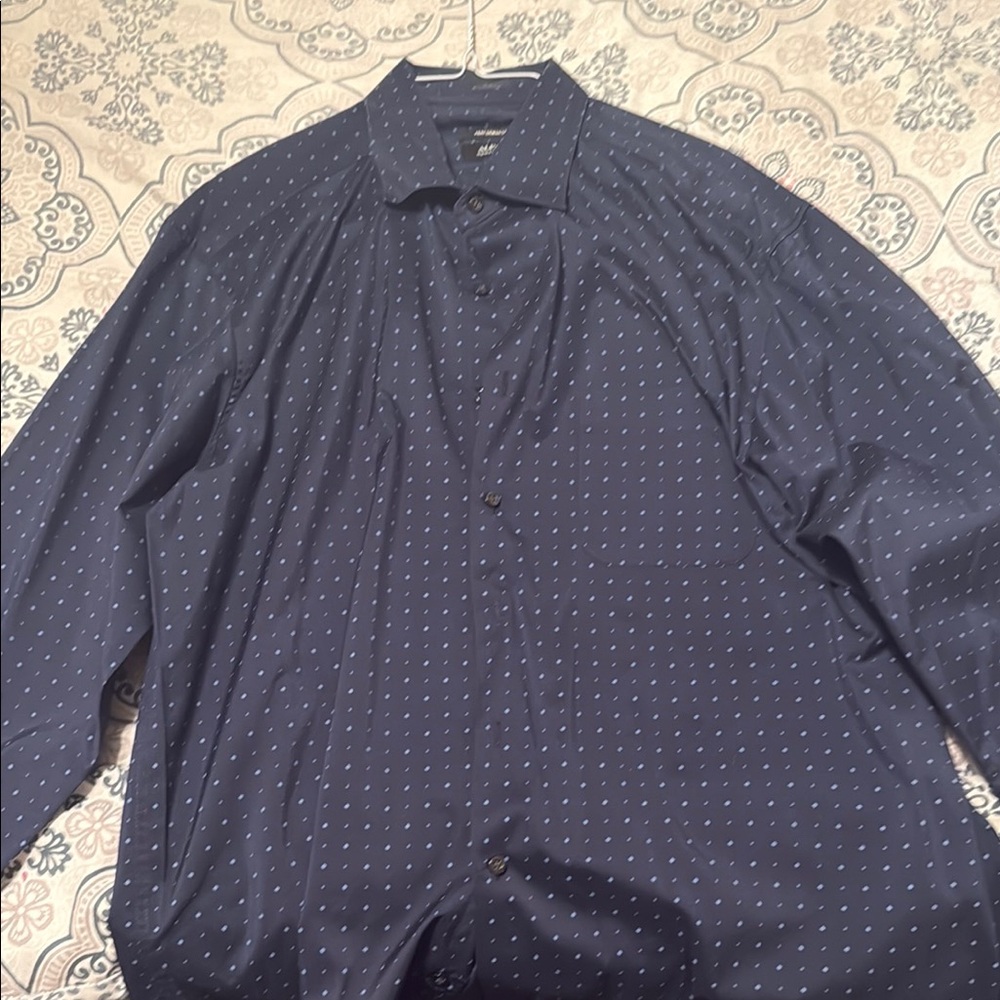 Alfani Regular Fit Blue Casual Button Down Shirt with Subtle Pattern